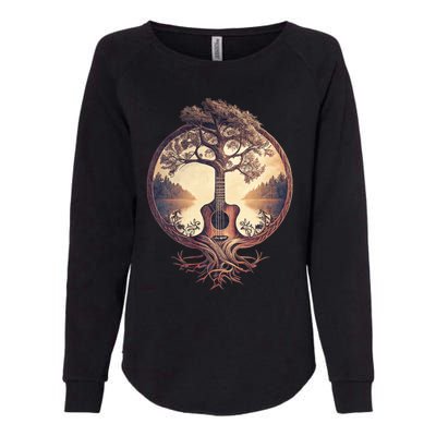 Acoustic Guitar Tree By The Lake Guitarist Nature Womens California Wash Sweatshirt