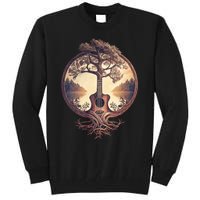 Acoustic Guitar Tree By The Lake Guitarist Nature Tall Sweatshirt