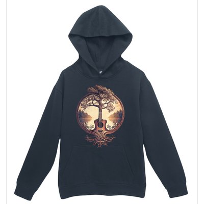 Acoustic Guitar Tree By The Lake Guitarist Nature Urban Pullover Hoodie