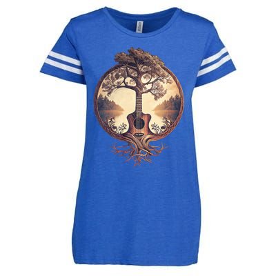 Acoustic Guitar Tree By The Lake Guitarist Nature Enza Ladies Jersey Football T-Shirt