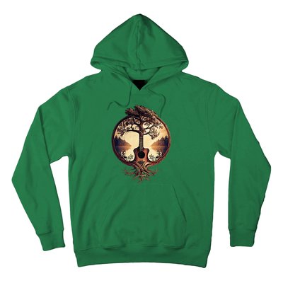 Acoustic Guitar Tree By The Lake Guitarist Hoodie