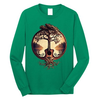 Acoustic Guitar Tree By The Lake Guitarist Long Sleeve Shirt