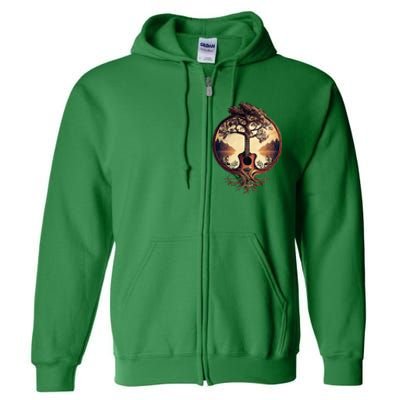 Acoustic Guitar Tree By The Lake Guitarist Full Zip Hoodie