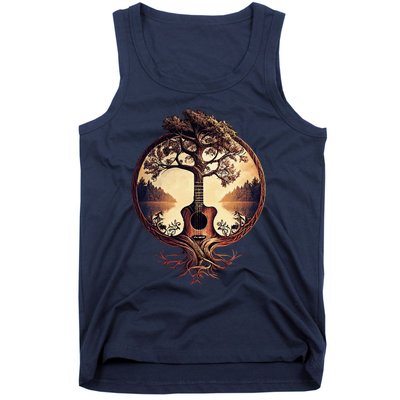 Acoustic Guitar Tree By The Lake Guitarist Tank Top