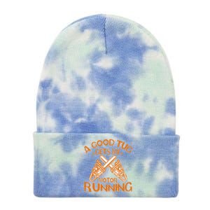 A Good Tug Gets My Motor Running Chainsaw Wood Lovers Tie Dye 12in Knit Beanie