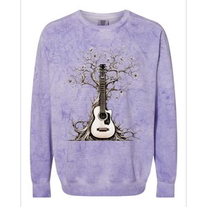 Acoustic Guitar Tree Of Life Nature Of Music Guitarist Colorblast Crewneck Sweatshirt