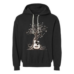 Acoustic Guitar Tree Of Life Nature Of Music Guitarist Garment-Dyed Fleece Hoodie