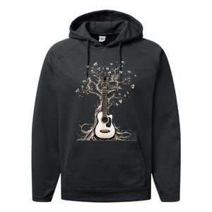 Acoustic Guitar Tree Of Life Nature Of Music Guitarist Performance Fleece Hoodie