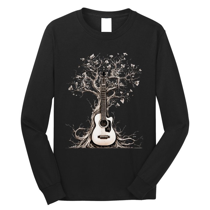 Acoustic Guitar Tree Of Life Nature Of Music Guitarist Long Sleeve Shirt