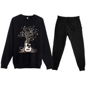 Acoustic Guitar Tree Of Life Nature Of Music Guitarist Premium Crewneck Sweatsuit Set