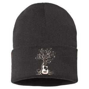 Acoustic Guitar Tree Of Life Nature Of Music Guitarist Sustainable Knit Beanie