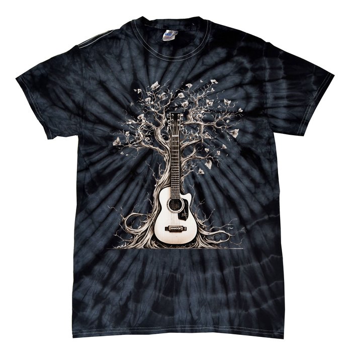 Acoustic Guitar Tree Of Life Nature Of Music Guitarist Tie-Dye T-Shirt