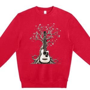 Acoustic Guitar Tree Of Life Nature Of Music Guitarist Premium Crewneck Sweatshirt