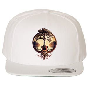 Acoustic Guitar Tree By The Lake Guitarist Wool Snapback Cap