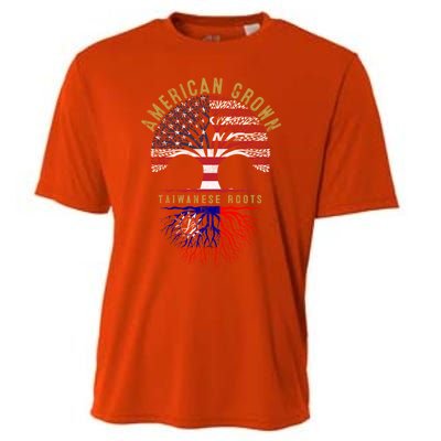 American Grown Taiwanese Roots Tree Flag Family Heritage Gift Cooling Performance Crew T-Shirt