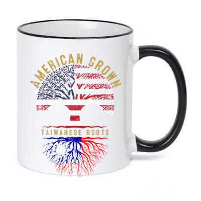 American Grown Taiwanese Roots Tree Flag Family Heritage Gift 11oz Black Color Changing Mug