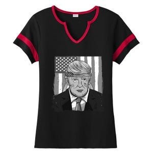 America Gift Usa Flag Trump 2020 Graphic Ladies Halftime Notch Neck Tee