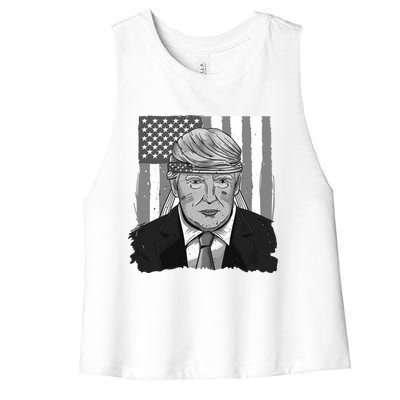 America Gift Usa Flag Trump 2020 Graphic Women's Racerback Cropped Tank