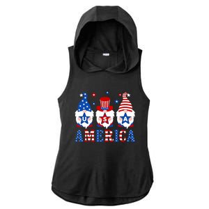 America Gnomes Usa American Flag 4th Of July Patriotic Gnome Gift Ladies PosiCharge Tri-Blend Wicking Draft Hoodie Tank