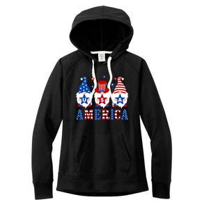 America Gnomes Usa American Flag 4th Of July Patriotic Gnome Gift Women's Fleece Hoodie