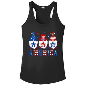 America Gnomes Usa American Flag 4th Of July Patriotic Gnome Gift Ladies PosiCharge Competitor Racerback Tank