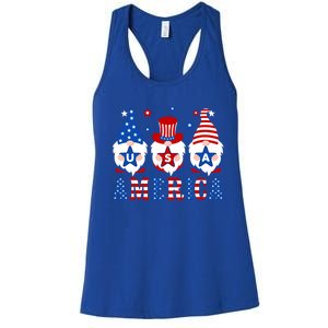 America Gnomes Usa American Flag 4th Of July Patriotic Gnome Gift Women's Racerback Tank