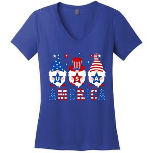 America Gnomes Usa American Flag 4th Of July Patriotic Gnome Gift Women's V-Neck T-Shirt