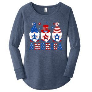 America Gnomes Usa American Flag 4th Of July Patriotic Gnome Gift Women's Perfect Tri Tunic Long Sleeve Shirt