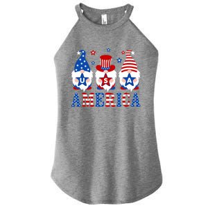 America Gnomes Usa American Flag 4th Of July Patriotic Gnome Gift Women's Perfect Tri Rocker Tank