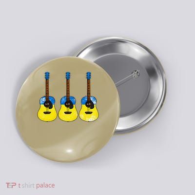 Acoustic Guitar Ukrainian Flag Ukraine Guitarist Musician Button