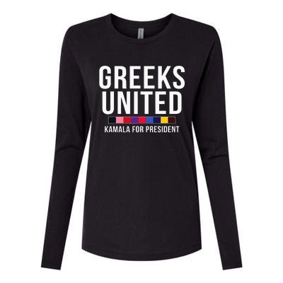 A Greeks United President Election Vote For Kamala Harris Womens Cotton Relaxed Long Sleeve T-Shirt