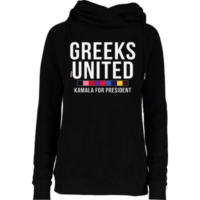 A Greeks United President Election Vote For Kamala Harris Womens Funnel Neck Pullover Hood