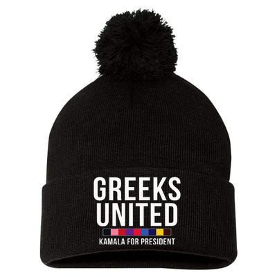 A Greeks United President Election Vote For Kamala Harris Pom Pom 12in Knit Beanie