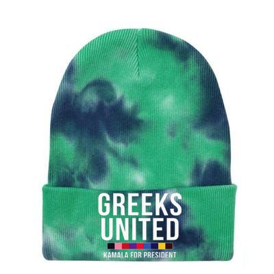 A Greeks United President Election Vote For Kamala Harris Tie Dye 12in Knit Beanie