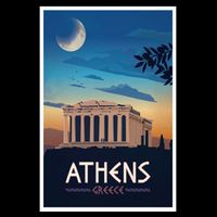 Athens Greece Vintage Travel Poster Backpack