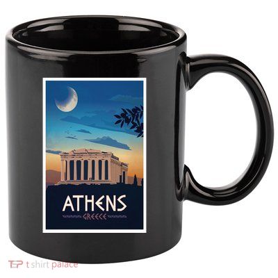 Athens Greece Vintage Travel Poster 11oz C Handle Ceramic Mug