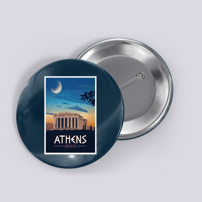 Athens Greece Vintage Travel Poster Button