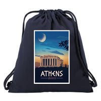 Athens Greece Vintage Travel Poster Drawstring Bag