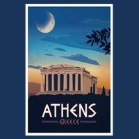 Athens Greece Vintage Travel Poster Drawstring Bag