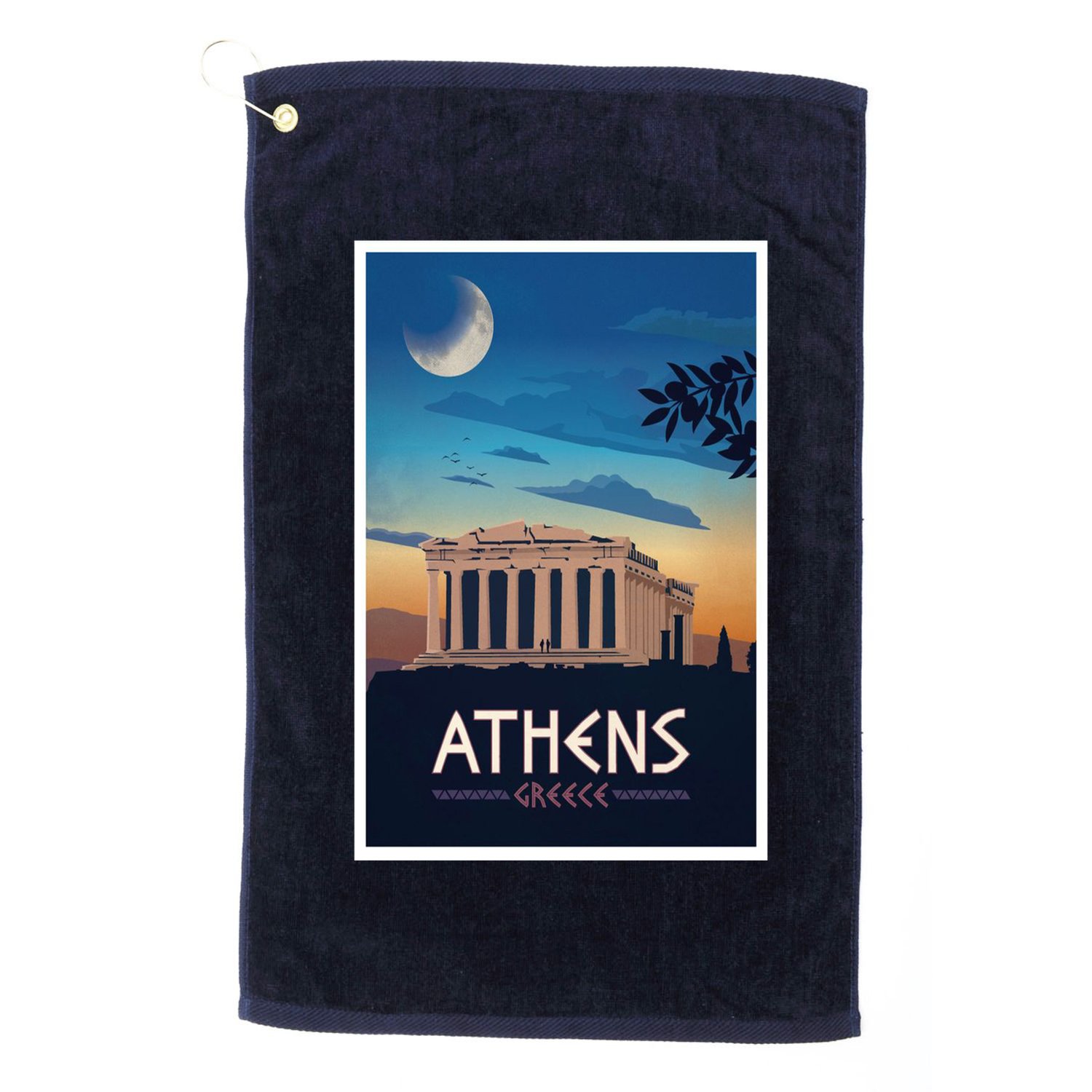 Athens Greece Vintage Travel Poster Golf Towel