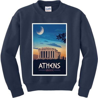 Athens Greece Vintage Travel Poster Kids Sweatshirt