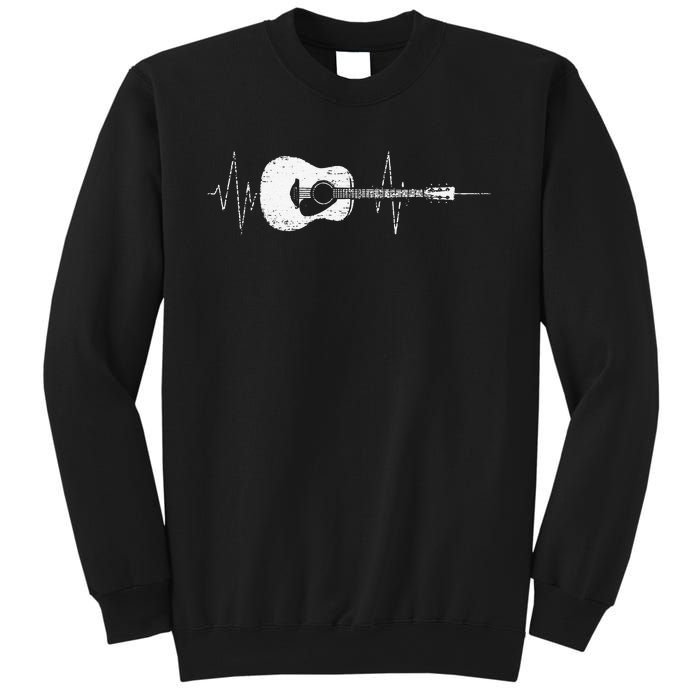 Acoustic Guitar Vintage Heartbeat Gift for Musicians Sweatshirt