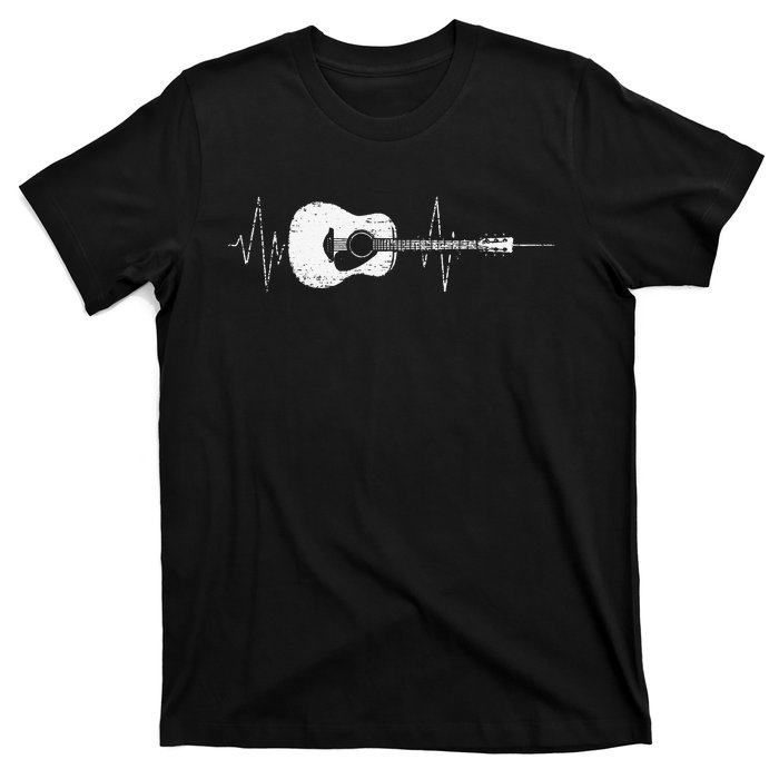 Acoustic Guitar Vintage Heartbeat Gift for Musicians T-Shirt