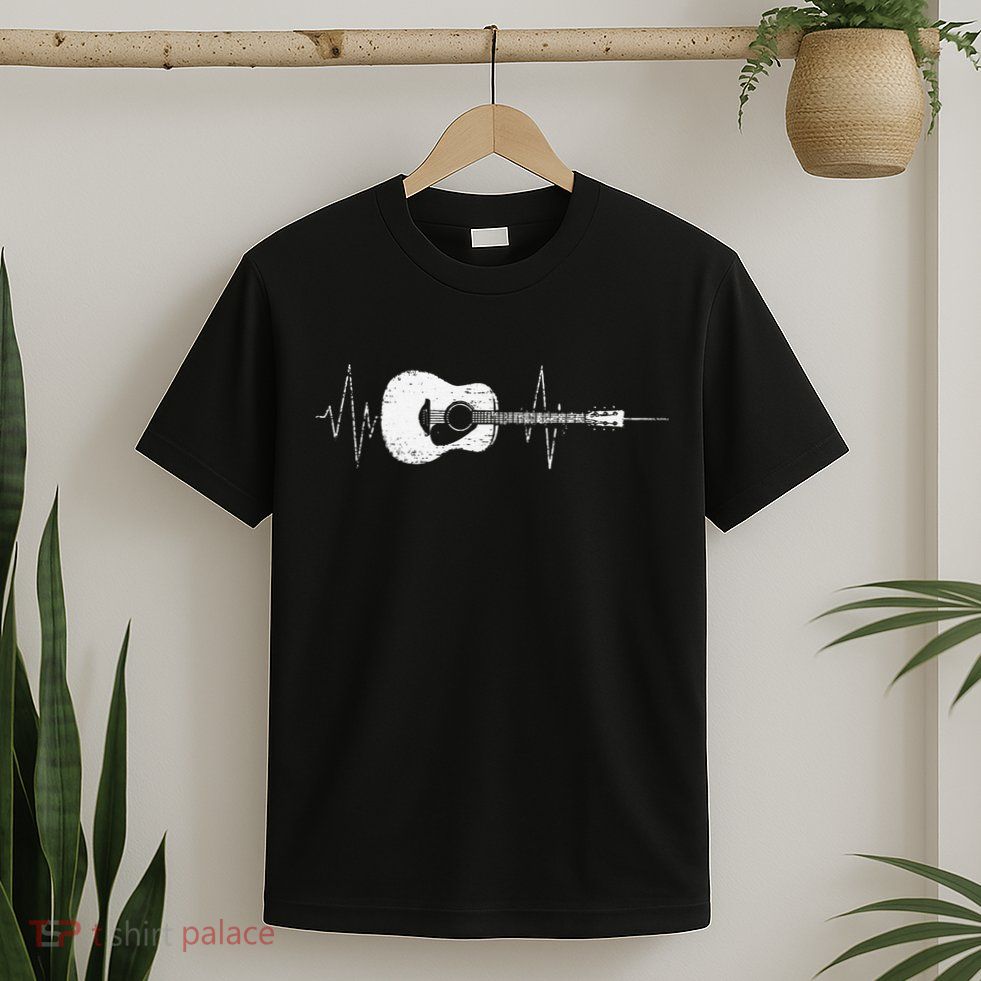 Acoustic Guitar Vintage Heartbeat Gift for Musicians T-Shirt