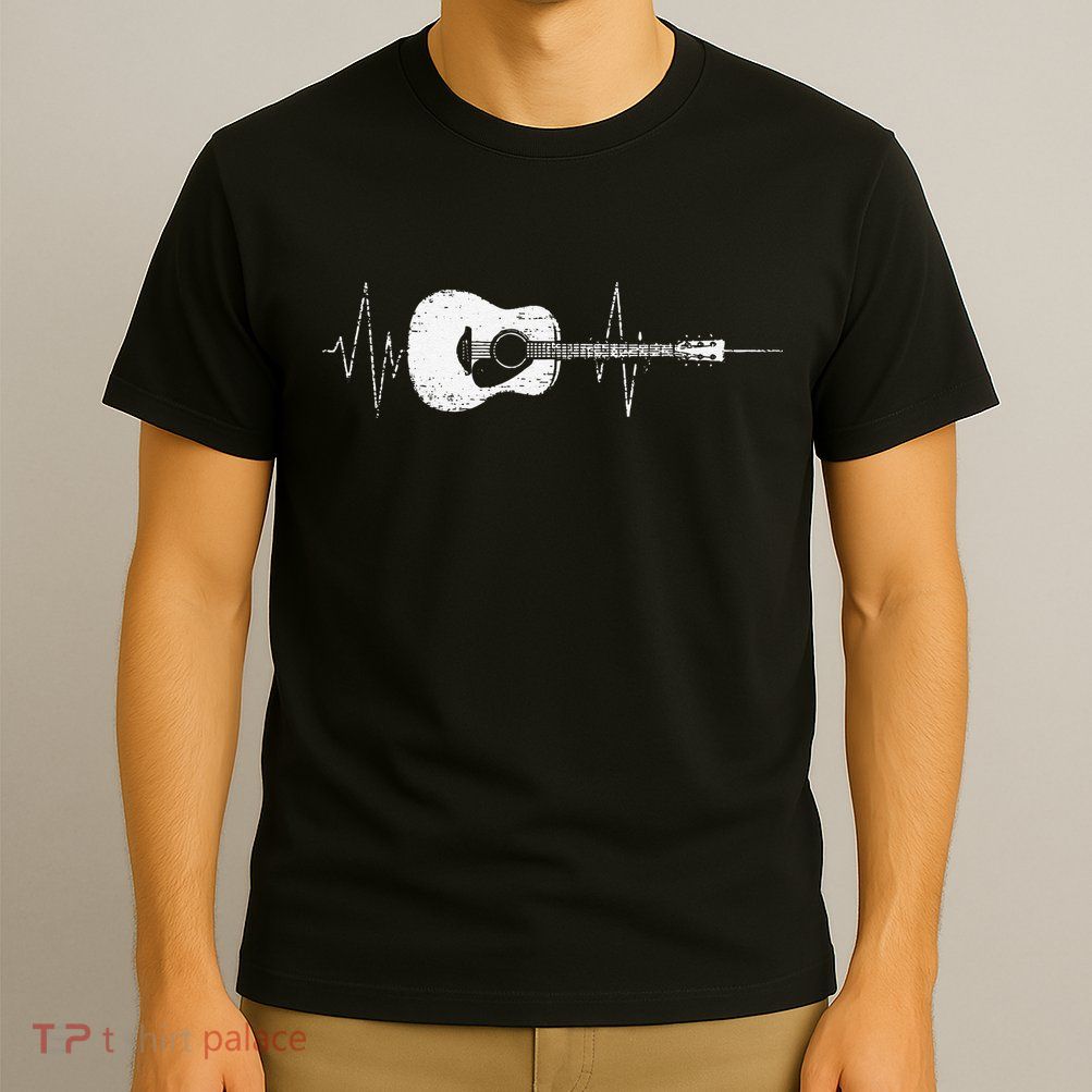 Acoustic Guitar Vintage Heartbeat Gift for Musicians T-Shirt