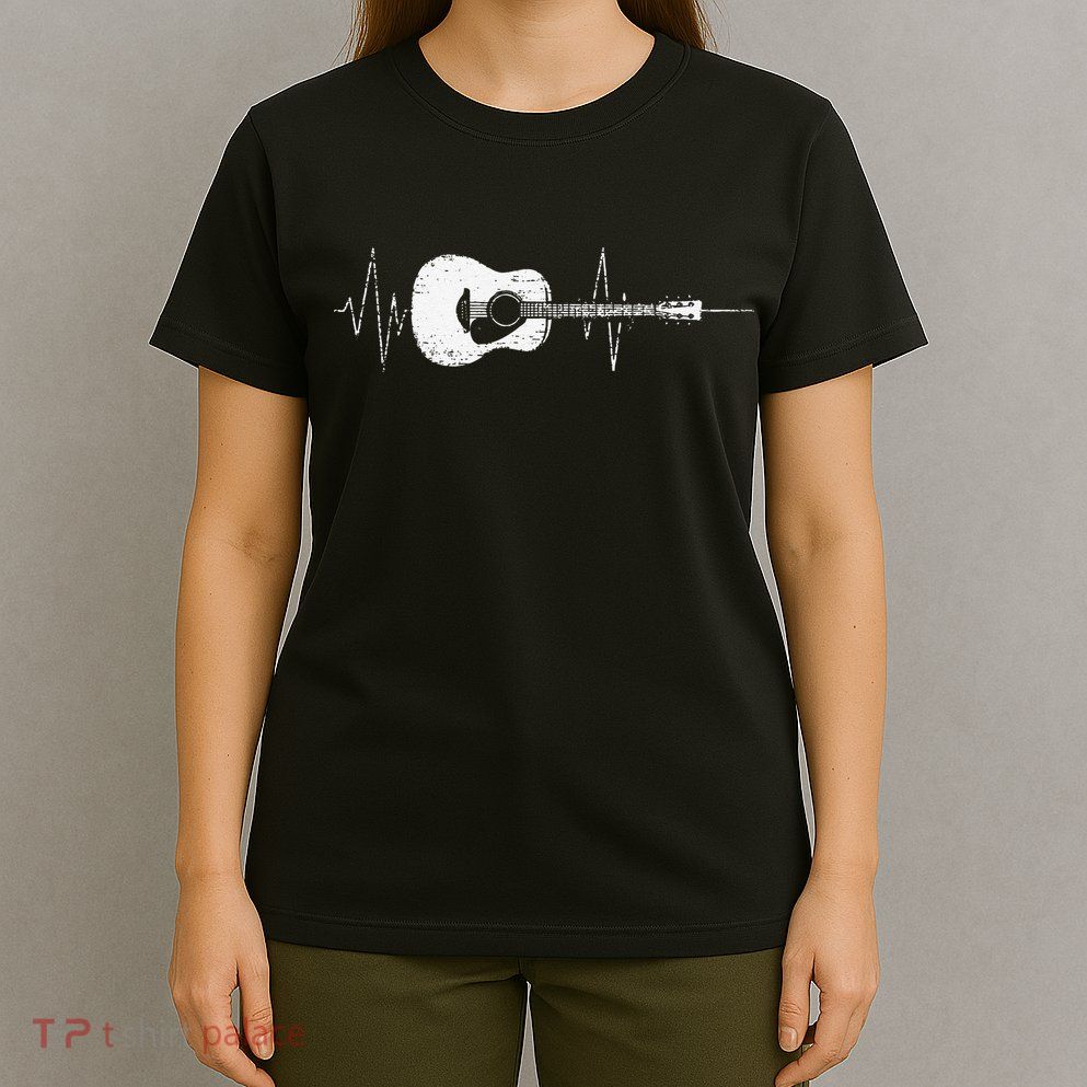 Acoustic Guitar Vintage Heartbeat Gift for Musicians T-Shirt