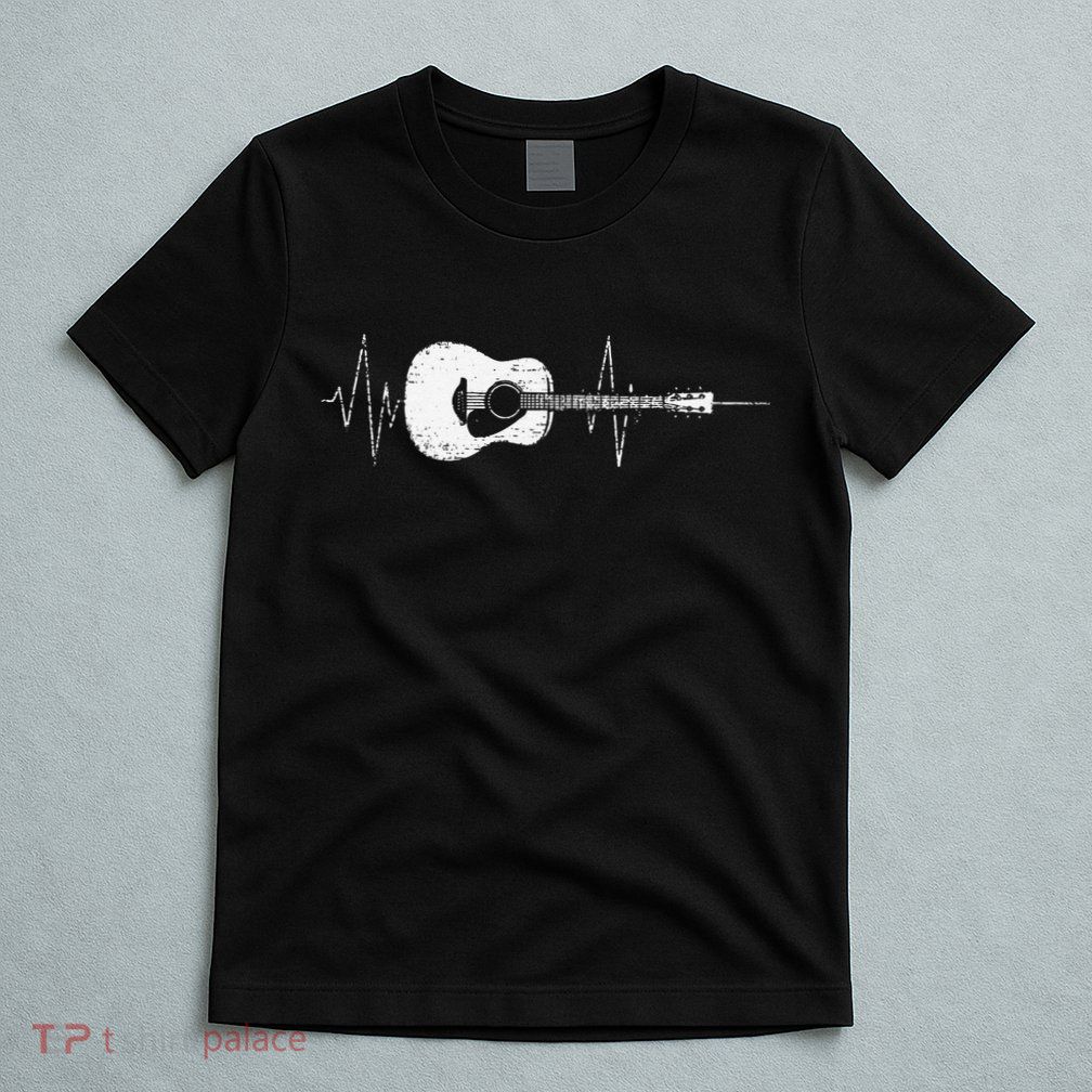 Acoustic Guitar Vintage Heartbeat Gift for Musicians T-Shirt