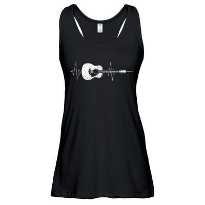 Acoustic Guitar Vintage Heartbeat Gift for Musicians Ladies Essential Flowy Tank