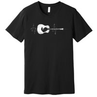 Acoustic Guitar Vintage Heartbeat Gift for Musicians Premium T-Shirt