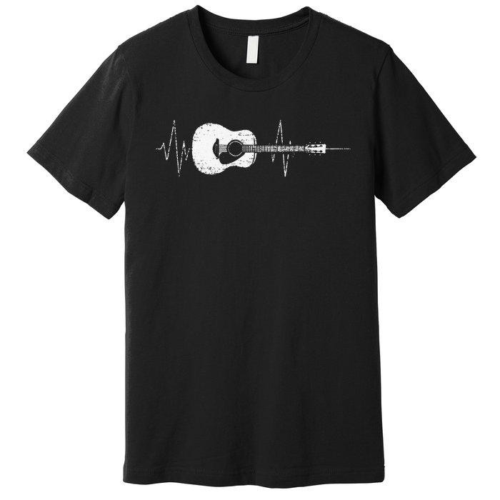 Acoustic Guitar Vintage Heartbeat Gift for Musicians Premium T-Shirt